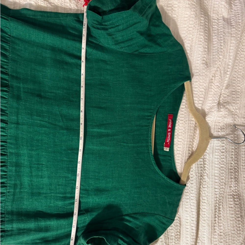 Linen Emerald Midi Dress with empire waist- pyne & smith - Picture 2 of 3